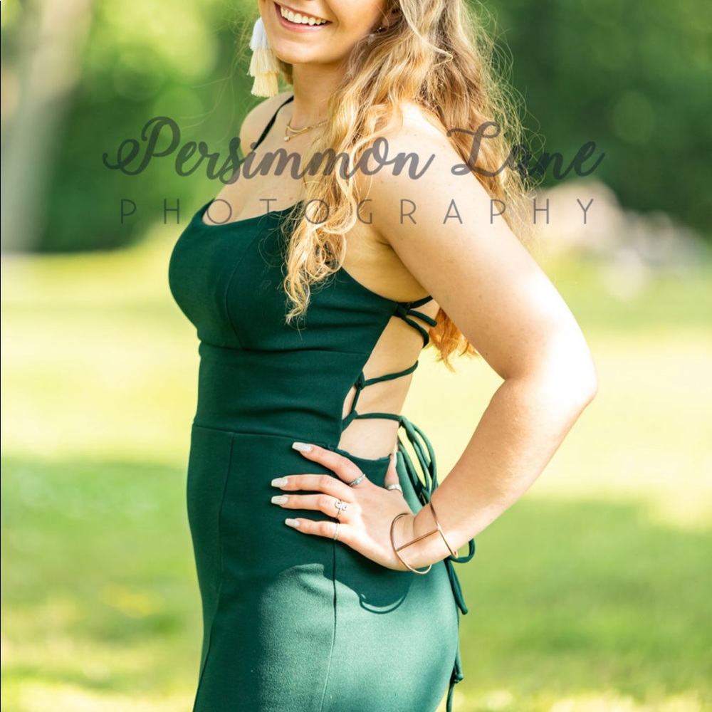 Green back prom dress